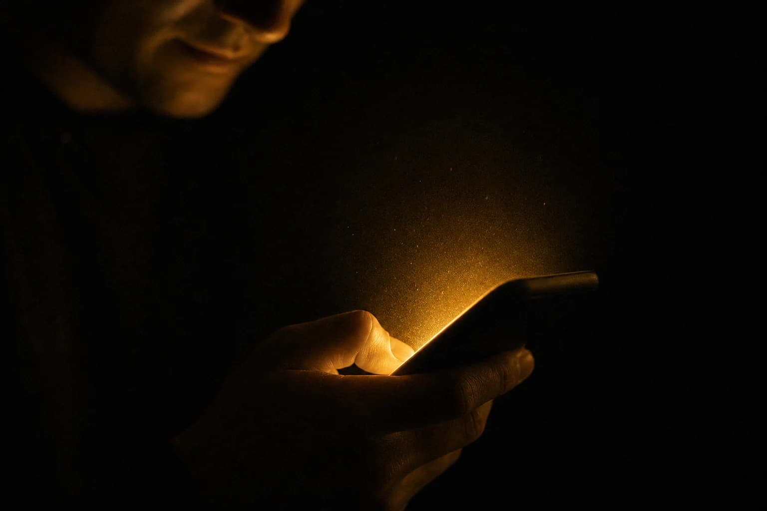 A personal message glowing on a phone in the dark